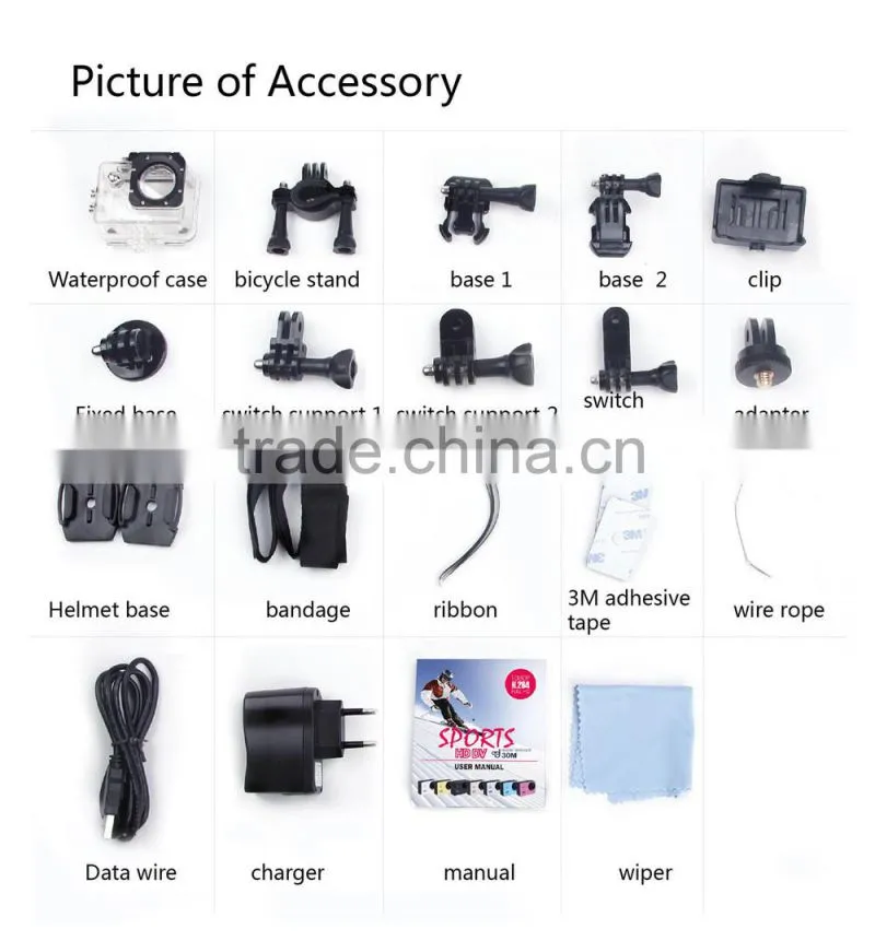 Waterproof 30M 720P Action Sport DV Outdoor Camera Support 32GB SD Card