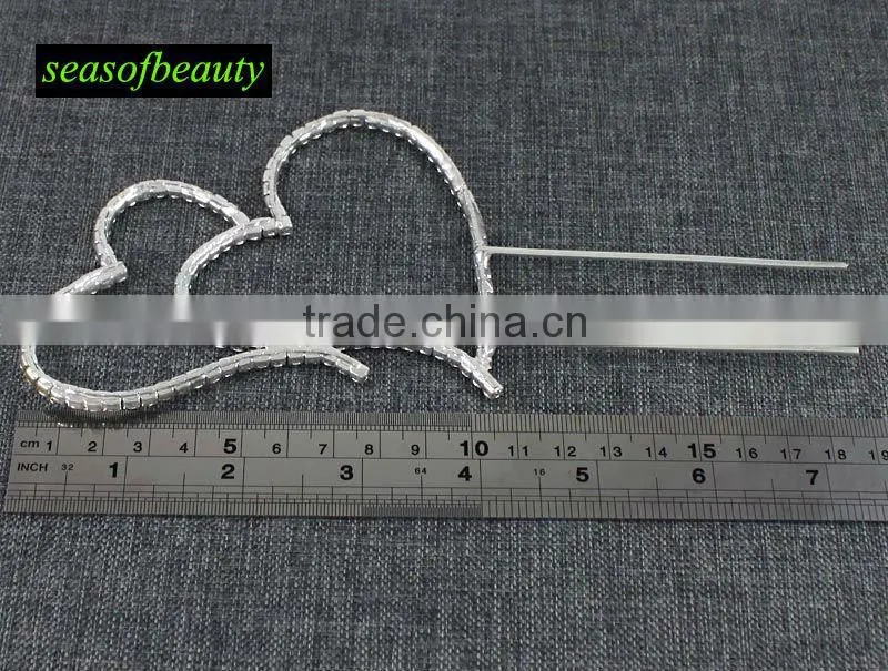 wholesale rhinestone wedding heart shaped cake toppers