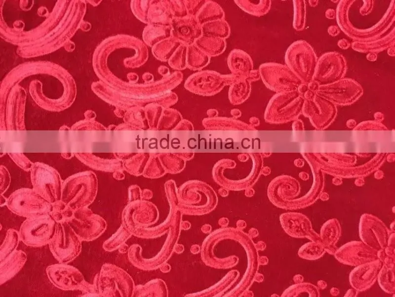 Red Flower 3D Emboss Velvet for Winter Loose Dress/for Evening Dress