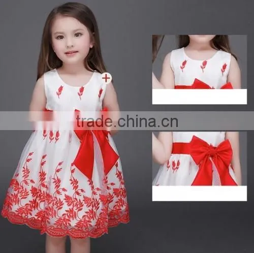 2016 wholesale summer time latest party wear dresses for girls embroidered baby western party wear dresses