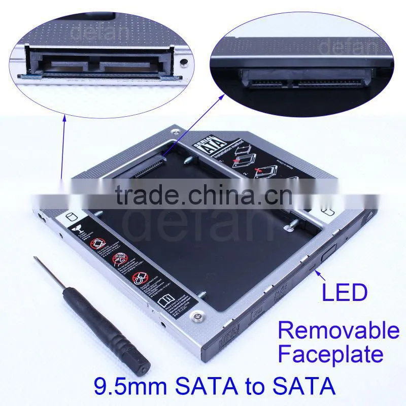 SATA 2nd HDD HD Hard Driver Caddy for 9.5mm Universal CD / DVD-ROM Optical Drive Replacement