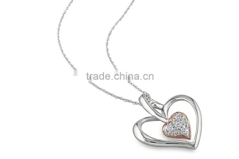 China 2014 silver jewelry necklace, latest heart fashion jewelry necklace