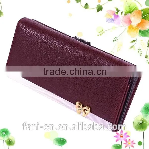 Fashional appearance non leather PU wallet can with custom logo emboss for women