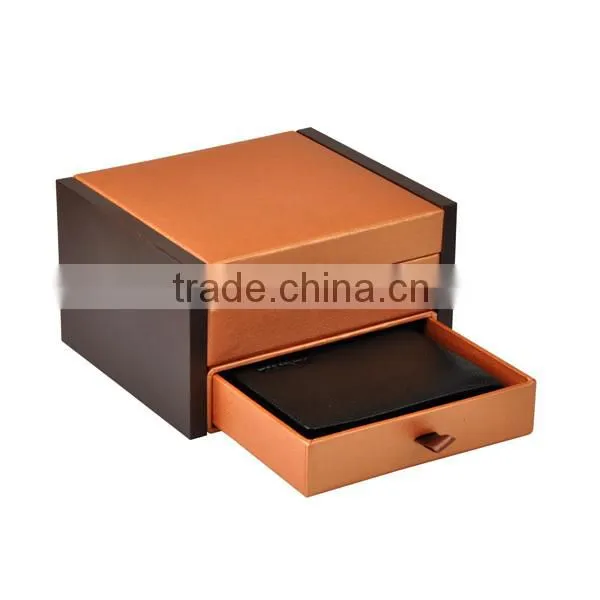 Hot!!! 2014 China Factory Manufacturer Multilayers Drawer Design Paper Covering Box For Leather Belt Wallet Product(ZDC14-032)