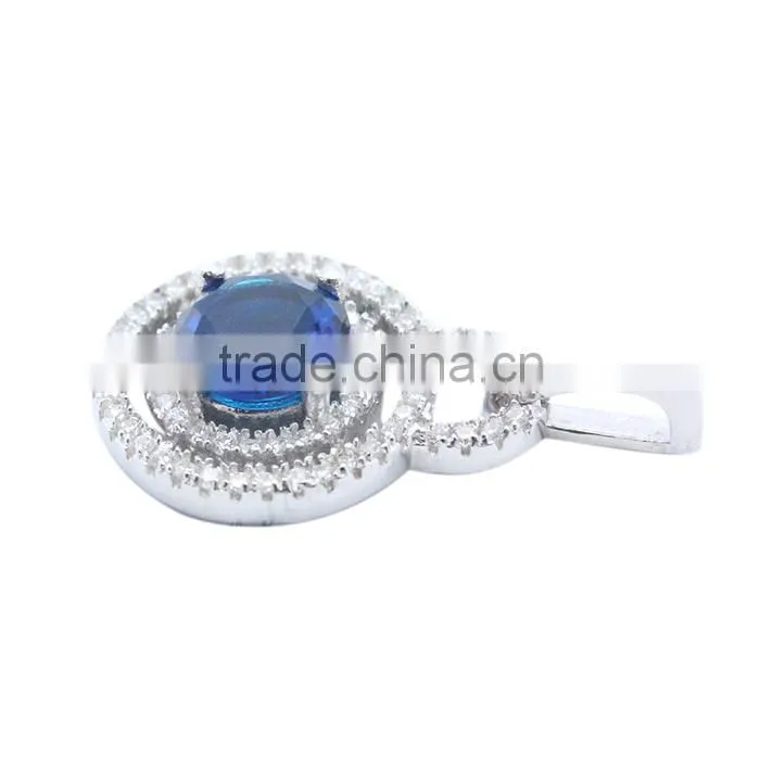 2015 shiny set-pendant with blue CZ sterling silver jewelry