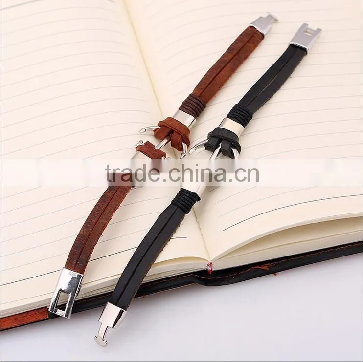 Simple leather bracelet charms bracelet