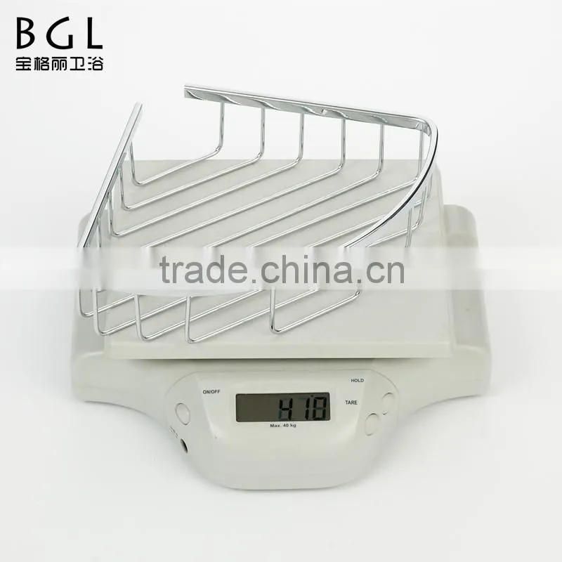 Wall mounted Bathroom hardware Chrome plating brass hanging corner basket for bathroom storage