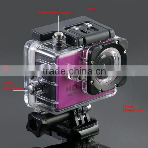 New Arrival 2.0 inch 12MP 140 degree angle 30m underwater wifi action camera