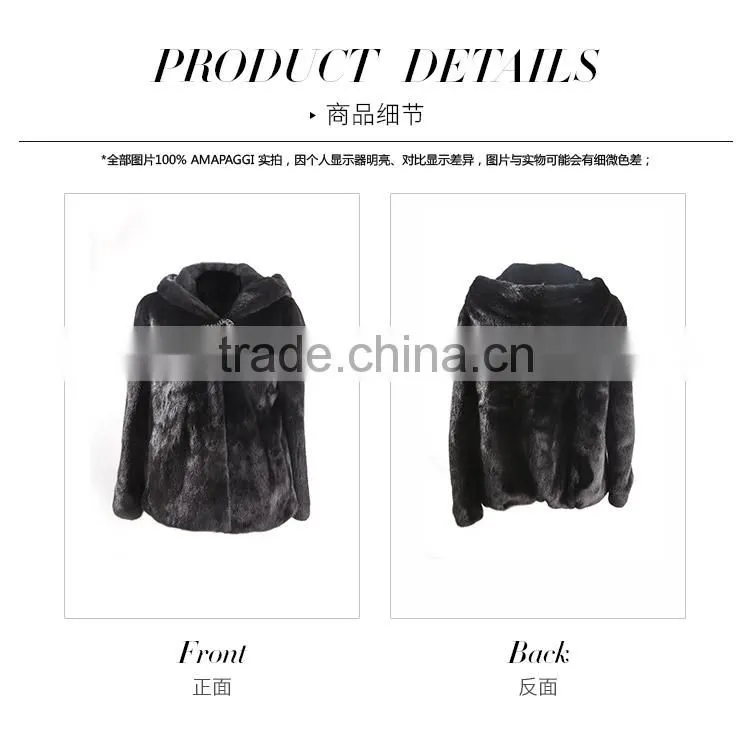 wholesale Fashion short mink fur coat hooded