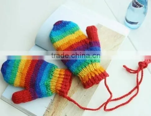 Colourful rainbow winter glove