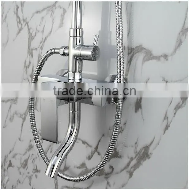 bathroom rain shower set, big round plastic shower head, chrome plating surface brass shower set