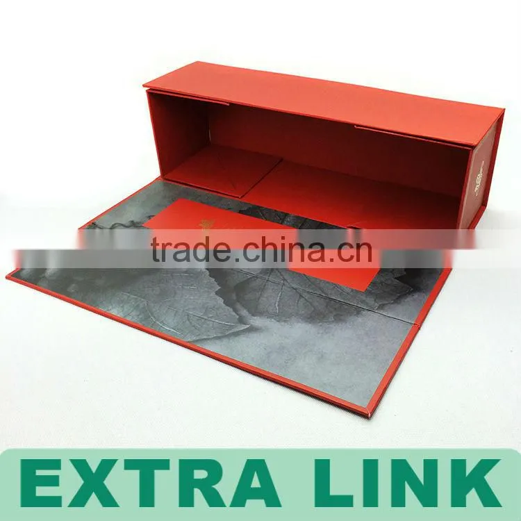 Luxury hot stamping gold logo flat pack cardboard wine packaging box