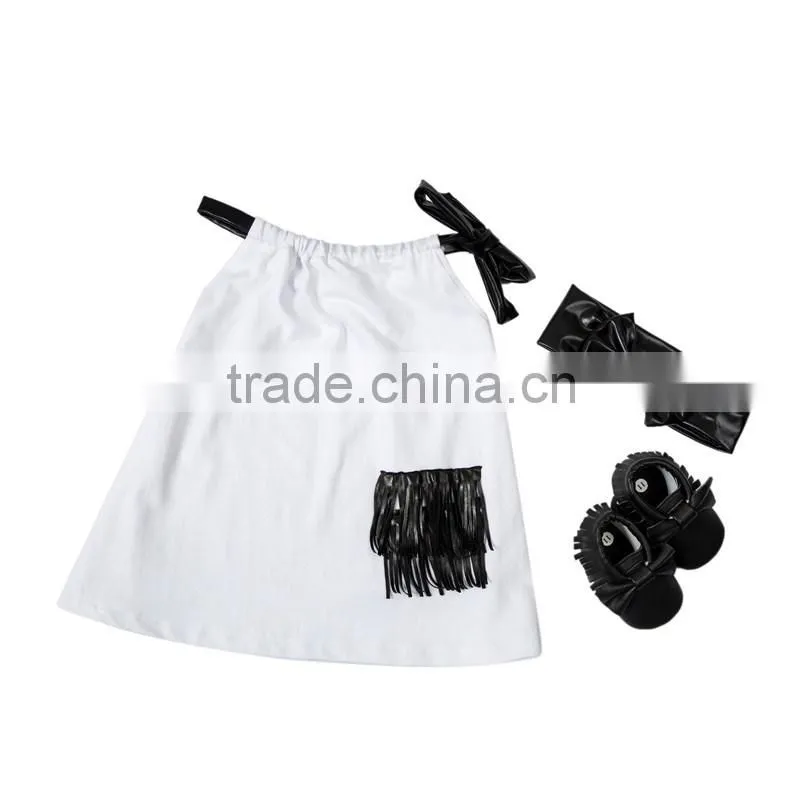 Pillowcase Dress Set.Including Top , Headband And Shoes.Tassel Element