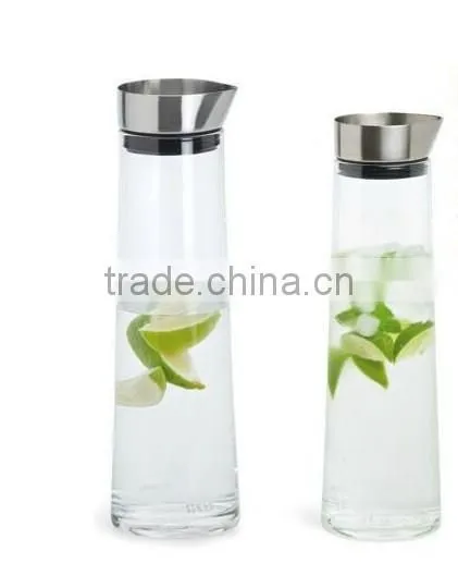 35 Oz Glass Drip-free Carafe with Stainless Steel Silicone Flip-top Lid, Glass Water Pitcher, Glass Fridge Carafe, Ice Tea Maker