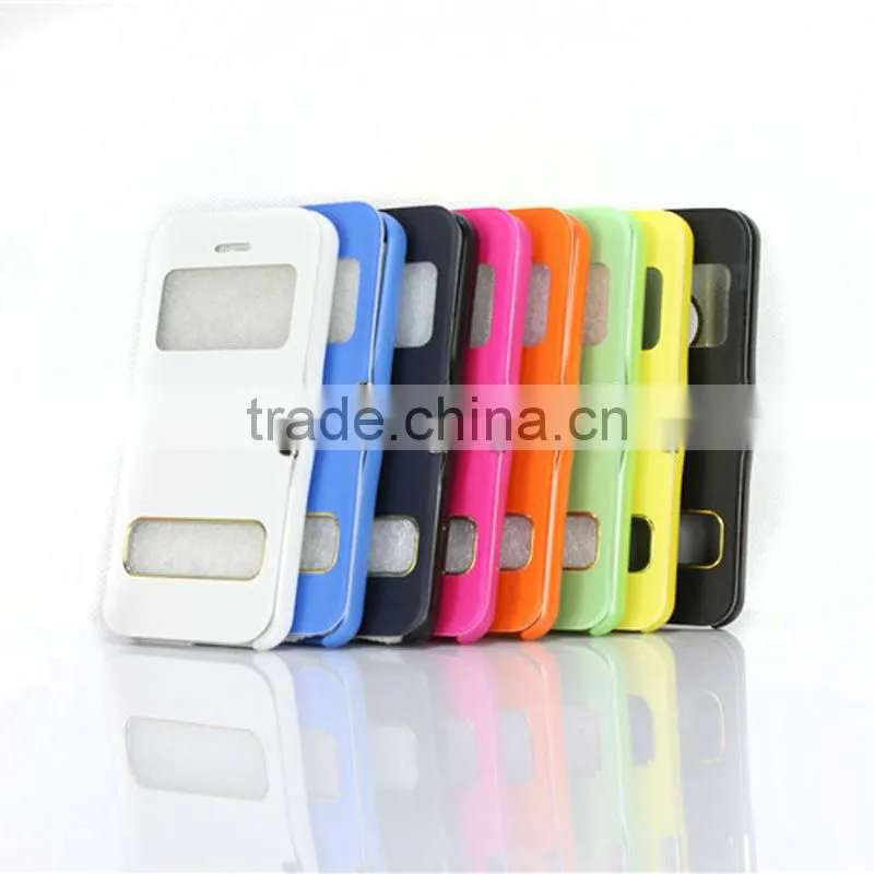Fashion open ultrathin magnetic snap leather sheath for iphone5 5c 5s