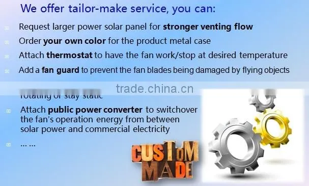 vent goods wall fan in building or contructor Solar-Power Roof Mount Vent- Thermostat Humidistat
