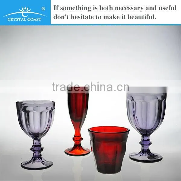 purple red crystal colored medieval glass goblet