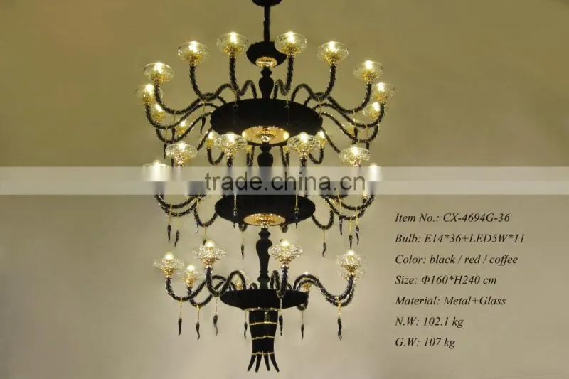 Hot Sale E14 Decorative Metal Chandelier/Beautiful New Design Three Levels Decorative Red Chandelier