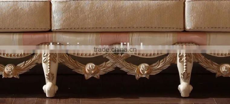 Luxury solid wood home furniture flower carving fabrice sofa set