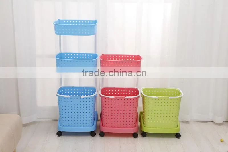 Plastic Household laundry basket clothing barrels Laundry Basket Sorter Care Rolling Cart