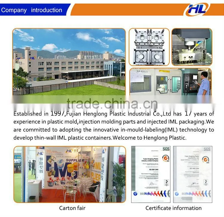disposable plastic iml plastic container