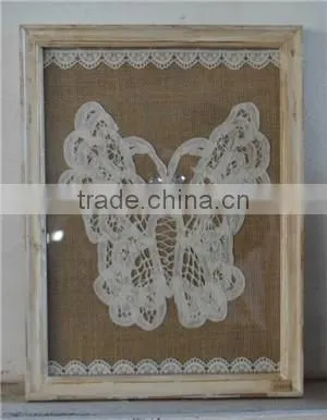 2016 new style antique wooden linen picture frame , linen printing frame