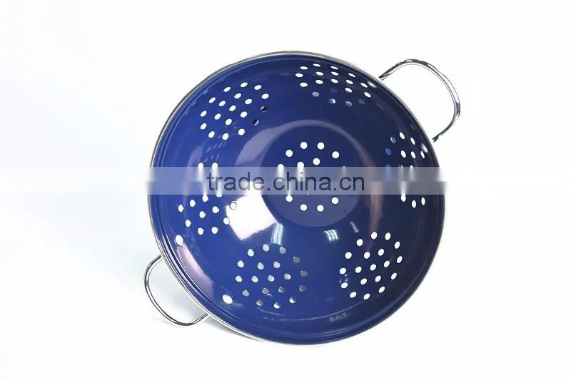 Round Shape Blue Stainless Steel Fruit Basket Fruit Bowl