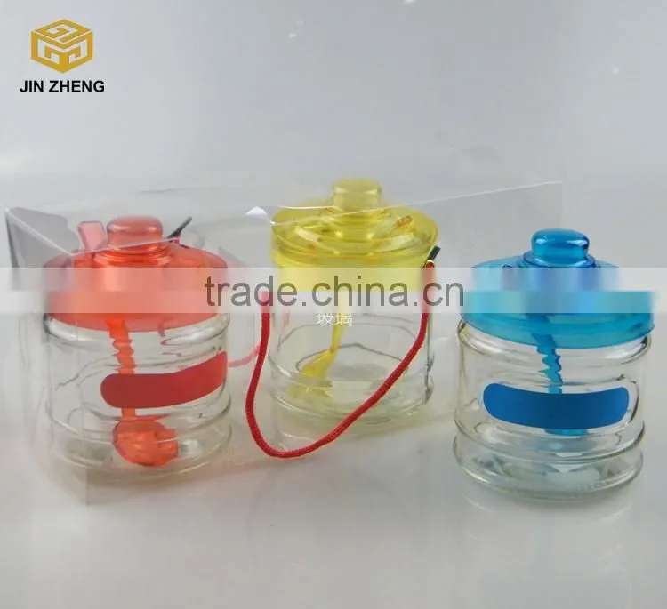 hexagonal hot drink cola water glass bottle with neck and plastic flap