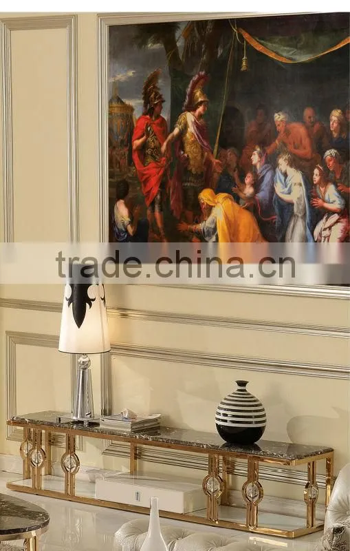 Modern glass console TV Stand with wooden strorage cabinet E6665