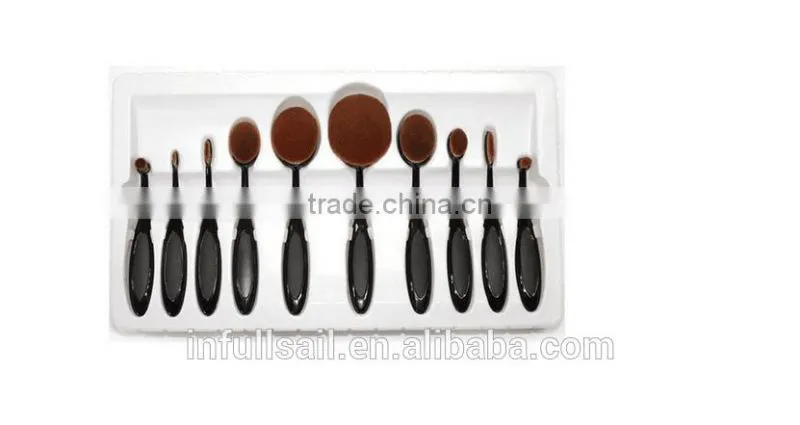 Factory 10pcs Beauty Toothbrush Shaped Foundation Power Makeup Brush Set With Synthetic Hair