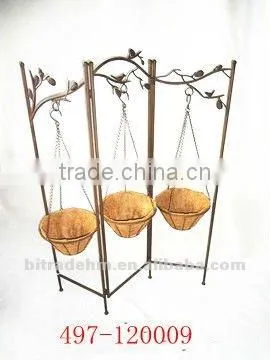 antique 3 tires metal plant holder with coco fiber