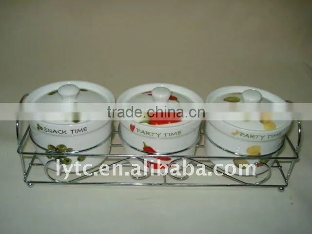 empty ceramic spice jar with stainless steel stand