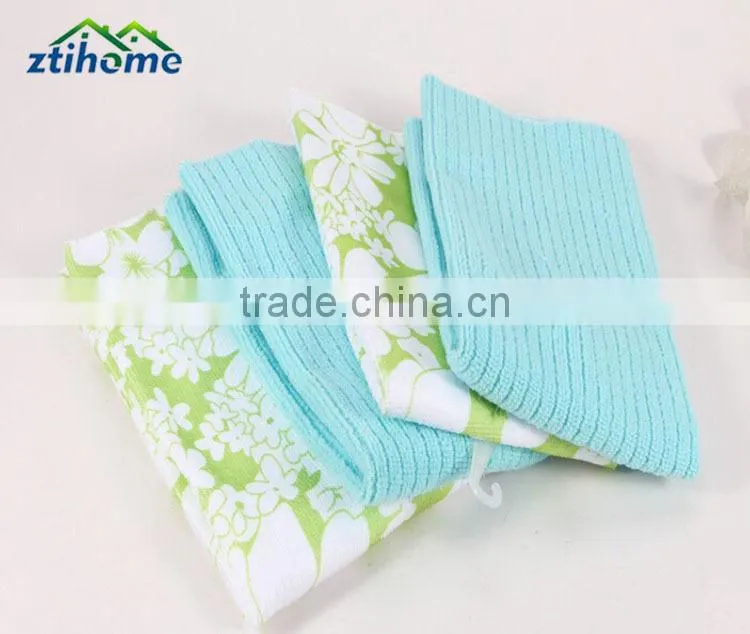 custom print flower microfiber cloth for easy kithen cleaning