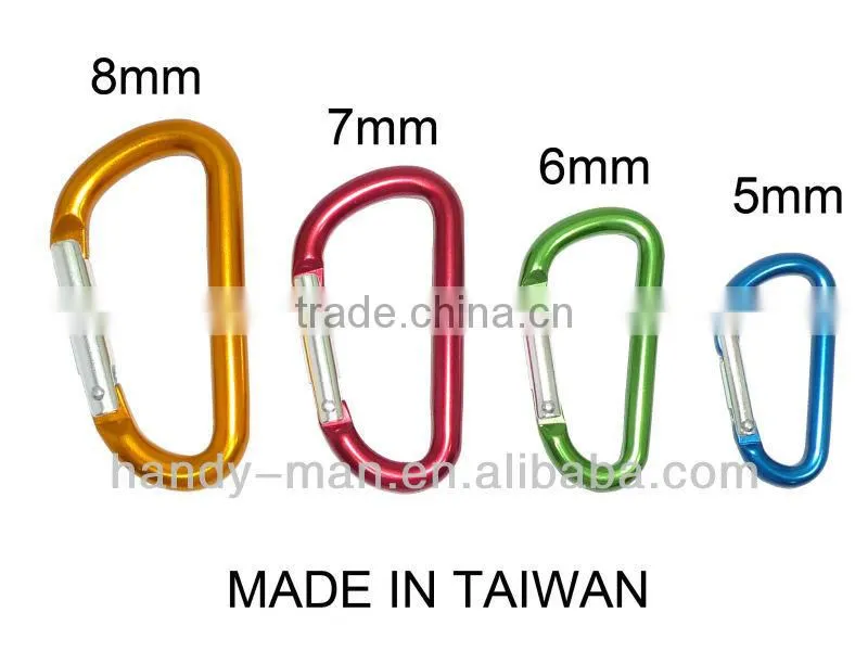 D Shaped Aluminum Carabiner Mini Keychain