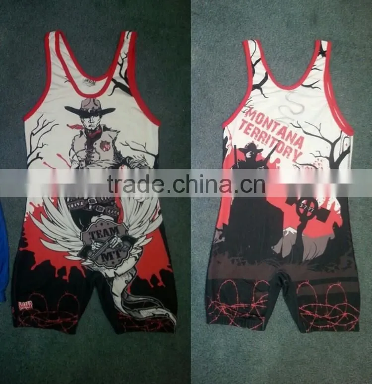 USA cheap custom sublimated wrestling singlets