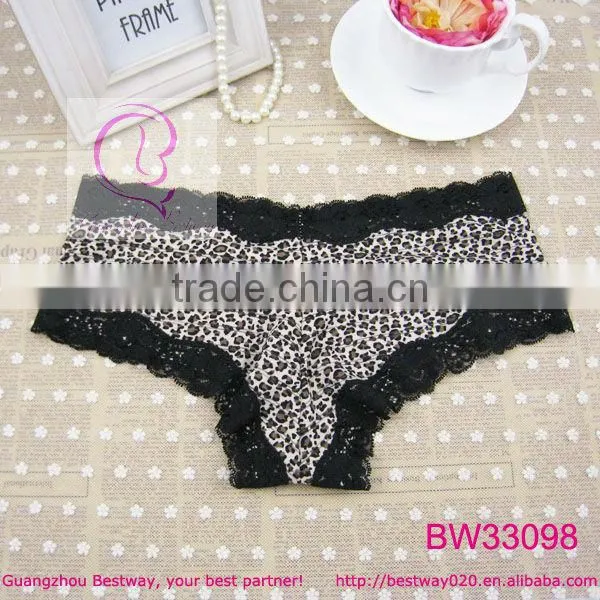 Very fashion hot panties printed leopard panties with lace & bow