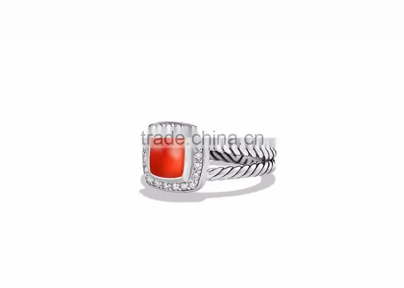 Big Gemstone With CZ Studded Silver Plated Ring