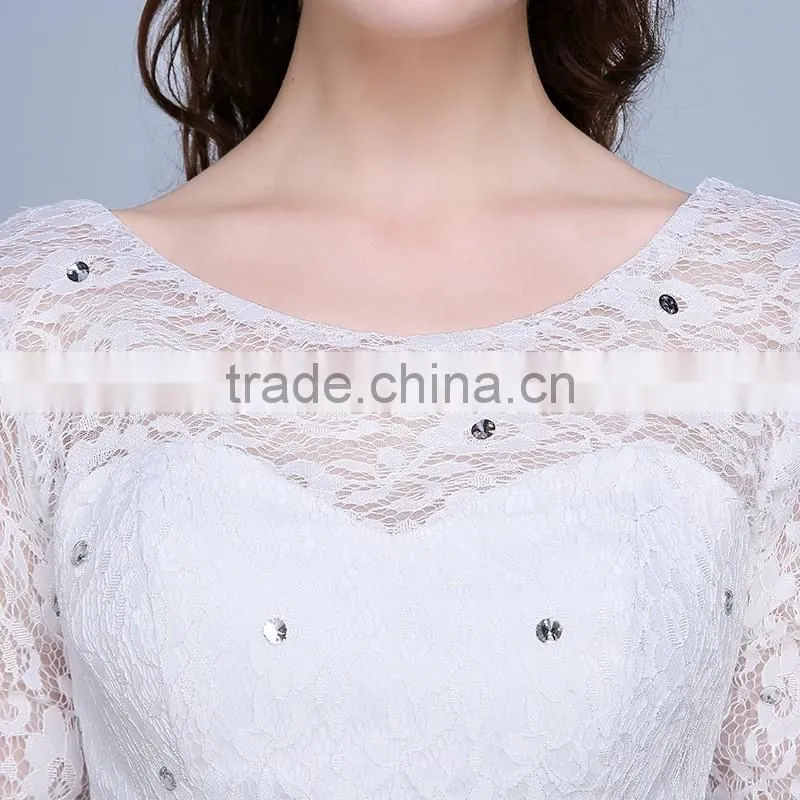 MGOO Elegant China Custom Made Wedding Dress Ballgown For Bridal Half Sleeves White Embroidery Dress