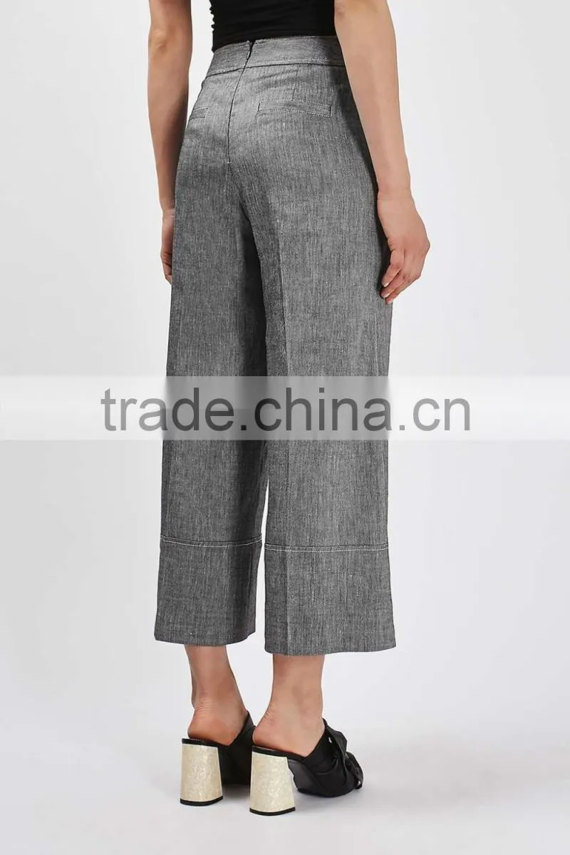 Ladies new style capri wide leg formal office style fashion linen dress shirt coat pants