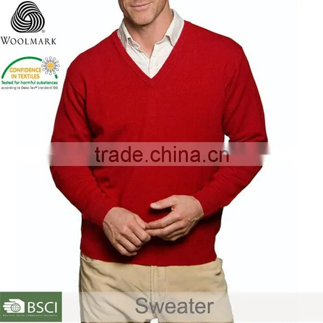 Wool Overs Men's Merino wool V Neck pullover Sweater