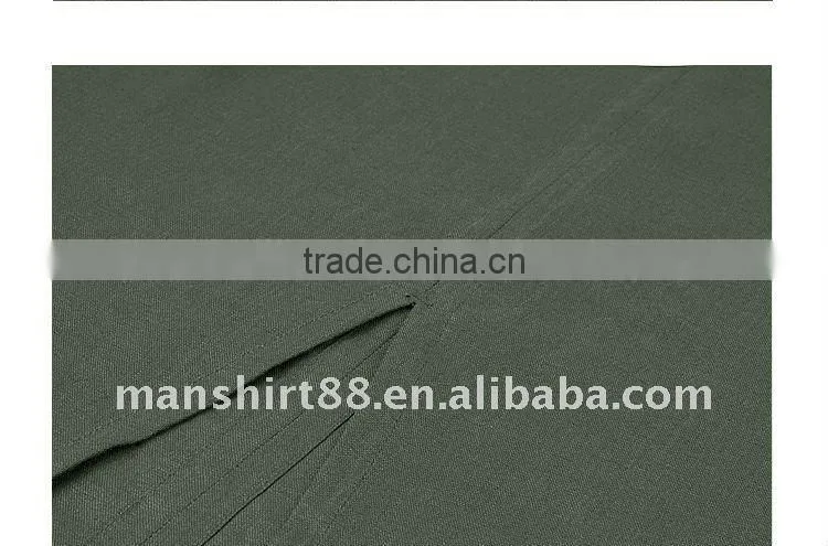 man's latest V-neck linen army green casual shirt