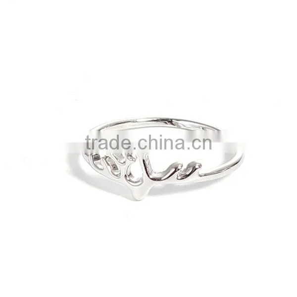 Copper Unadjustable Rings Silver Tone Antler