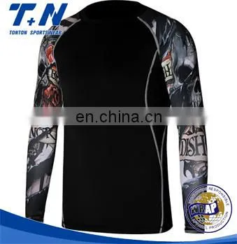 custom printed sublimated black mens rash guards