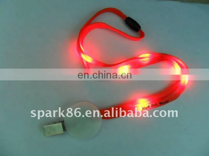custom led flashing light necklace lanyard,led light up christmas flat lanyard