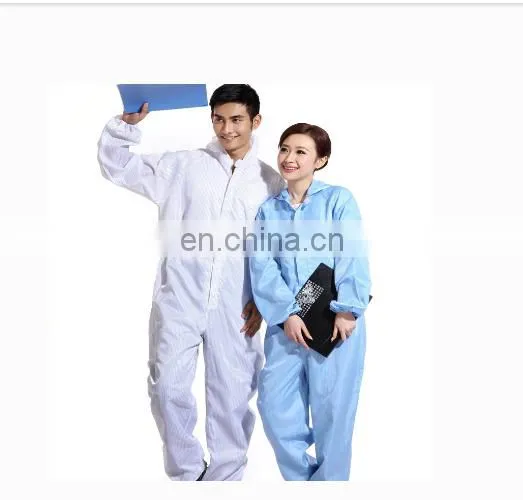 Hot sell anti-static 5mm grid polyester esd jumpsuit in alibaba
