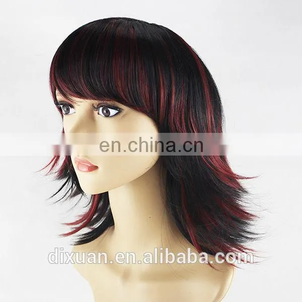 2014 hot sale mixed color short style synthetic wig with bangs