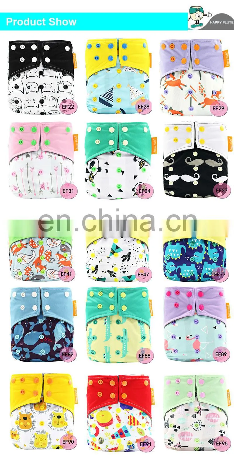 Elinfant Washable Baby Cloth Diapers Nappy New Prints Cloth Diaper