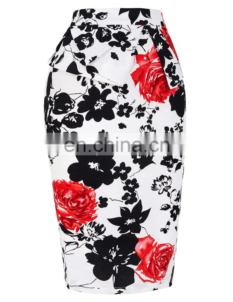 Grace Karin Occident Sexy Women Short Vintage Retro Printed Cotton Wrap Around Skirt CL008928-7