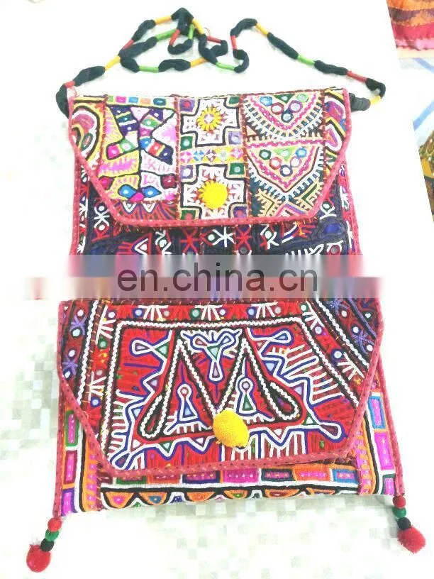 OLD RABARI HAND EMBROIDERY MIRROR BANJARA TRIBAL RARE ETHNIC KUCHI BAG