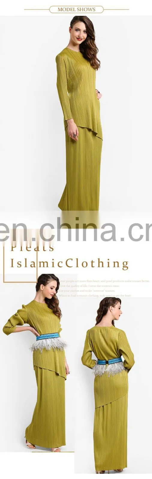 Wholesale plain Islamic dress Women pleats Islamic Clothing
